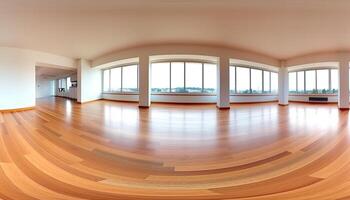 moderne appartement avec élégant parquet sol et Naturel lumière généré par ai photo