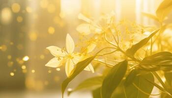 vibrant Jaune fleur tête dans humide prairie, sélectif concentrer premier plan généré par ai photo