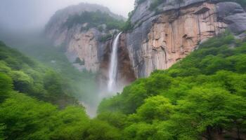 randonnée par majestueux Montagne gammes, entouré par Naturel beauté généré par ai photo