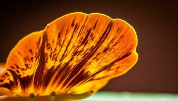 vibrant Jaune fleur tête dans doux se concentrer, sur noir généré par ai photo