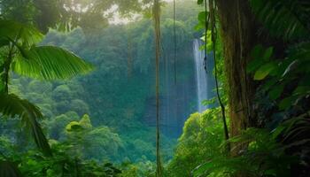 tranquille tropical forêt tropicale, haute en haut, beauté dans nature, aventure attend généré par ai photo