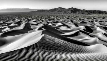 tranquille scène de majestueux le sable dunes dans éloigné Afrique généré par ai photo