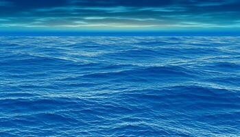 bleu vague ondulations sur tranquille paysage marin, beauté dans la nature réflexion généré par ai photo