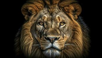 majestueux lionne regarder violemment, alerte et dangereux dans le savane généré par ai photo