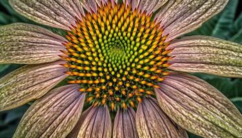 vibrant gerbera Marguerite dans proche en haut, mettant en valeur biologique beauté en plein air généré par ai photo