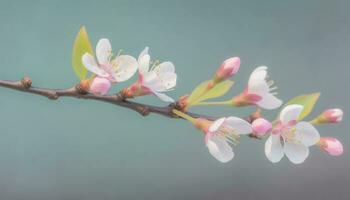 vibrant Cerise fleurir, délicat pétales, Nouveau la vie dans printemps généré par ai photo