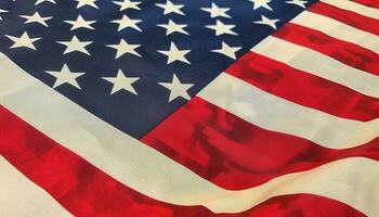 américain drapeau agitant dans fête de Quatrième de juillet liberté généré par ai photo