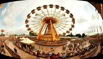 filage roue de joie à le célèbre en voyageant carnaval un événement généré par ai photo