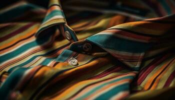 tissé plaid chemise avec poche dans multi coloré rayé modèle généré par ai photo