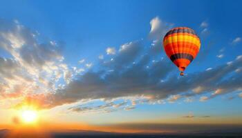 transport glissement haute en haut dans multi coloré ciel, une récréatif poursuite généré par ai photo