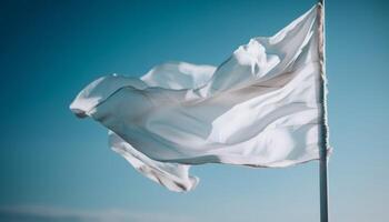 soie vagues dans le clair bleu ciel, symbole de liberté généré par ai photo