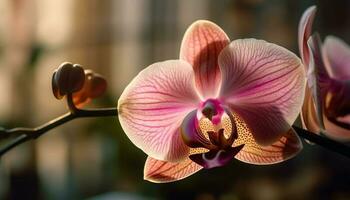 le élégant papillon de nuit orchidée fragilité et beauté dans la nature généré par ai photo
