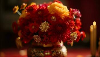 vibrant bouquet de multi coloré fleurs apporte joie à fête généré par ai photo