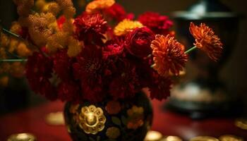 une multi coloré bouquet de Frais fleurs apporte élégance à à l'intérieur généré par ai photo