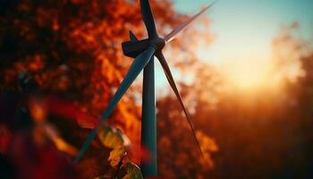 vent turbines tournant, alimenter durable Ressources pour rural agriculture développement généré par ai photo