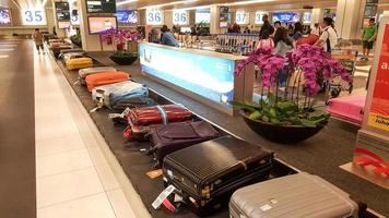Singapour 2015- tapis roulant à bagages à l'aéroport Changi de Singapour