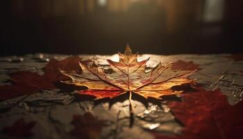 vibrant l'automne érable feuilles chute en plein air dans novembre généré par ai photo