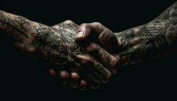 noir encre embrasse beauté dans henné tatouage conception généré par ai photo