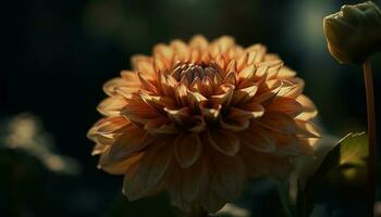 vibrant dahlia fleurir, concentrer sur premier plan beauté généré par ai photo