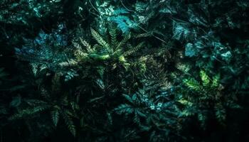 vert feuilles sur sous-marin usine, poisson nager généré par ai photo