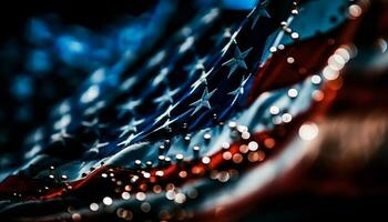 patriotique drapeau brille brillant dans le nuit généré par ai photo