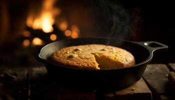 fraîchement cuit citrouille pain, encore la vie indulgence généré par ai photo