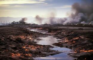 ai génératif. zone de écologique catastrophe photo