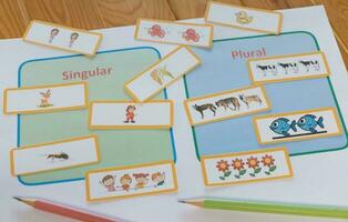 flashcards sur table dans classe photo