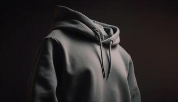 encapuchonné sweat-shirt dans noir, parfait pour l'automne généré par ai photo