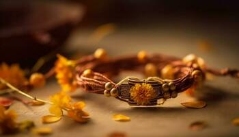 indigène culture spiritualité symbolisé dans fleuri bijoux généré par ai photo