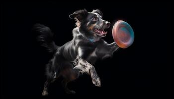 mignonne chiot en jouant avec jouet Balle à l'intérieur généré par ai photo