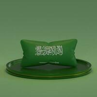3d le rendu oreiller avec saoudien Saoudite drapeau motif sur une podium adapté pour projet conception photo