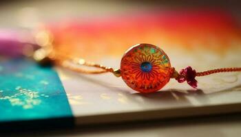 fleuri multi coloré Collier symbolise Indien culture élégance généré par ai photo