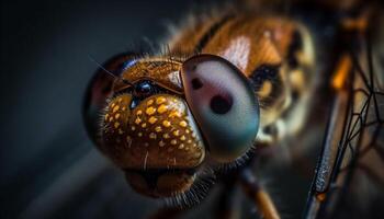 petit abeille Jaune aile dans extrême proche en haut généré par ai photo