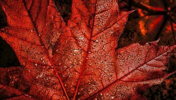 vibrant l'automne érable feuille, proche en haut sur veine généré par ai photo