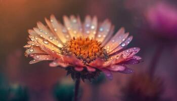 de nature, vibrant gerbera Marguerite dans goutte de pluie généré par ai photo