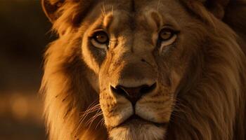 majestueux lionne regarder à caméra dans savane généré par ai photo