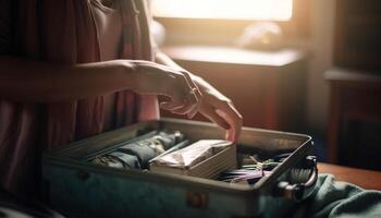 femmes en train d'étudier littérature, en portant livres à l'intérieur généré par ai photo