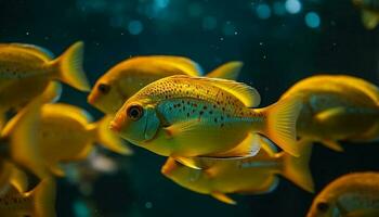 coloré pitre poisson nager dans tropical récif généré par ai photo