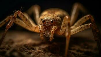 effrayant araignée jambe les griffes à nuit, danger généré par ai photo