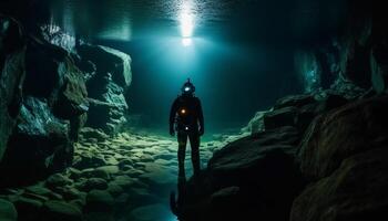 silhouette permanent sur osciller, Succès dans exploration généré par ai photo