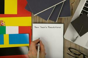 Nouveau années résolutions pour enseignants et étudiants. Haut vue photo