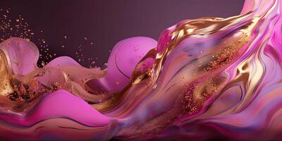 rose et d'or tourbillonne morphing abstrait fluide art photo