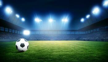 arène de stade de football avec herbe verte naturelle photo