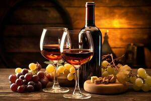 de l'alcool boisson grain de raisin bouteille vieux Contexte boisson du vin verre vignoble aliments. génératif ai. photo