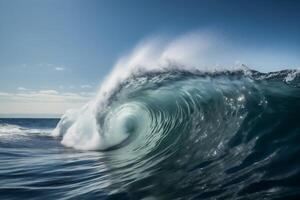 océan cool liquide mer l'eau crash la nature bleu vague surfant. génératif ai. photo