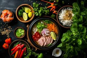 soupe repas chaud Japonais asiatique blanc nouille Contexte légume nourriture bol. génératif ai. photo