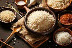 biologique en bonne santé nourriture végétarien repas blanc régime asiatique grain riz. génératif ai. photo