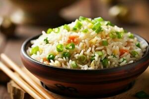 légume en bonne santé dîner riz nourriture chinois repas frit riz manger asiatique. génératif ai. photo