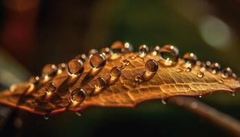 Frais rosée gouttes sur vert feuilles luire généré par ai photo